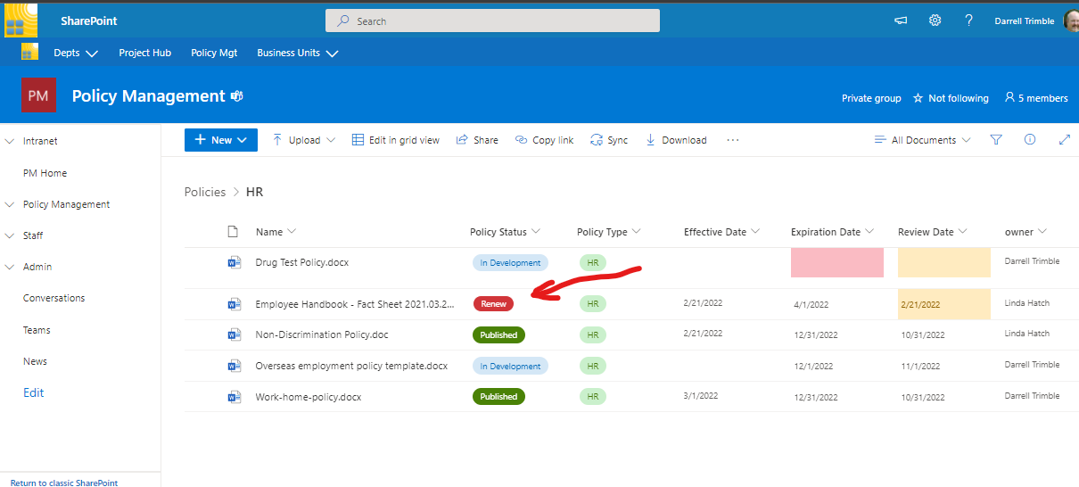 screenshot of SP Policy Manager